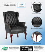 Boss Wingback Traditional Guest Chair In Black, B809-BK